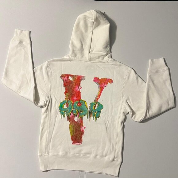 Vlone Fighting Demons 999 Acid Juice WRLD Graphic Hoodie White Size Small - Picture 2 of 3